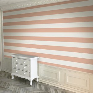 1/6 Coral Pink Wide Stripe Dollhouse Wallpaper Miniature Farmhouse Wall Printable Download 8.5 x 11&quot; Digital Sheet