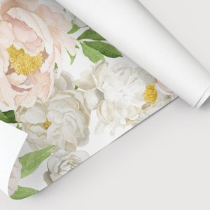 1/12 Pale Peony Peel and Stick Wallpaper Dollhouse Miniature  9&quot; x 12&quot; and 12&quot; x 18&quot; Sheet