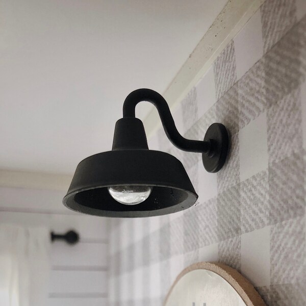 Barn Light Non-working Dollhouse Flat Black 1/12 Miniature Modern  1:12 Scale Decor