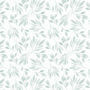 1:12 Mint Aquarell Zweige Puppenhaus Wallpaper Miniatur 1:12 druckbare Download 8,5 x 11 "und 11 x 17" Blätter