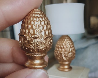 Lamp Base Gold Pinecone Nonworking Dollhouse Accent Lamp 1/12 Scale Miniature Modern  Decor