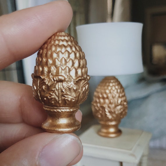 Lamp Base Gold Pinecone Nonworking Dollhouse Accent Lamp 1 12