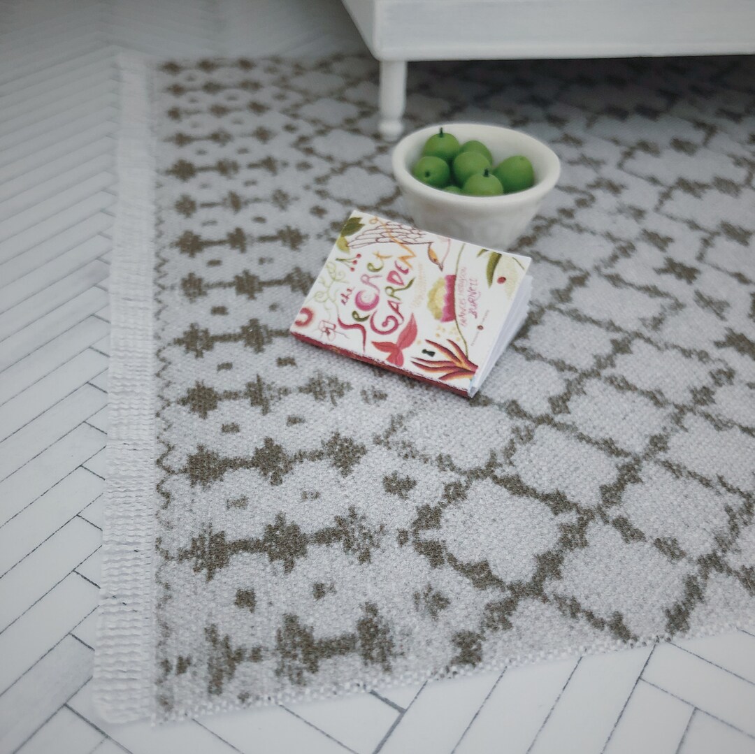 Melody Jane Dollhouse Yellow Patterned Kasak Fringed Rug - 1:12 Scale Miniature Floor Accessory