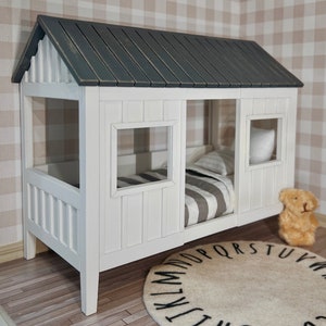Kid's Cabin Single Bed Kit 1:12 Dollhouse Miniature Modern  1/12 Scale Furniture