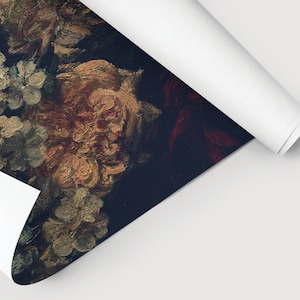1/12 Dark Floral Mural Peel and Stick Wallpaper Dollhouse Miniature  9&quot; x 12&quot; and 12&quot; x 18&quot; Sheet