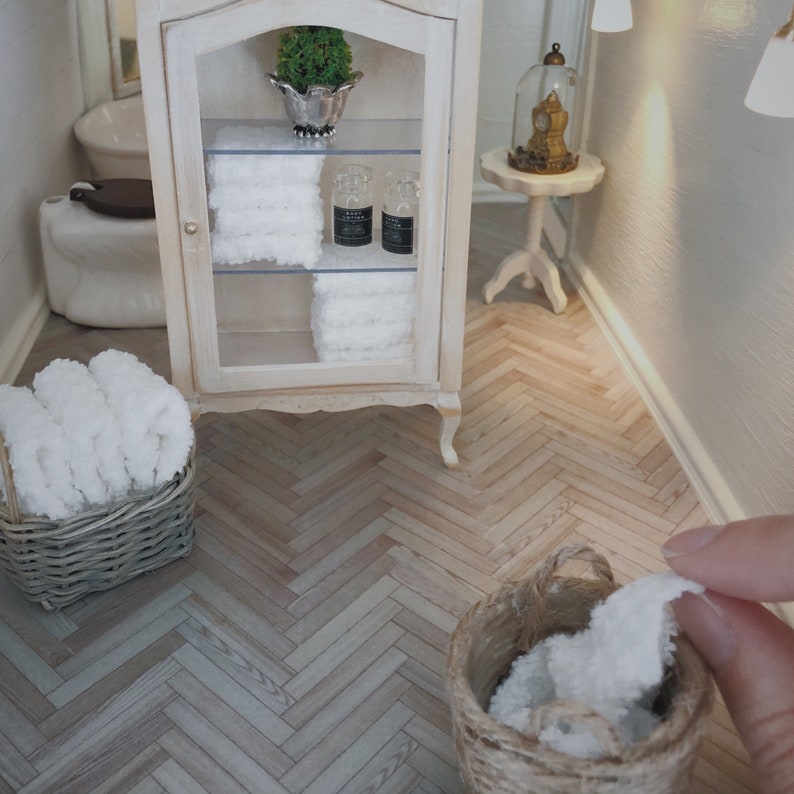 Dollhouse Flooring 1/12 Herringbone Light Wood Parquet image 1