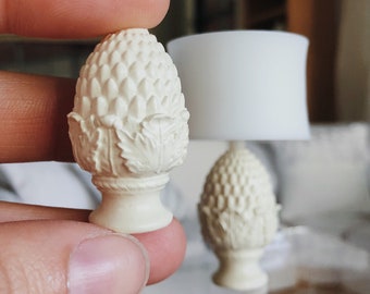 Lamp Base Antique White Pinecone Nonworking Dollhouse Accent Lamp 1/12 Scale Miniature Diorama Roombox Modern  Decor