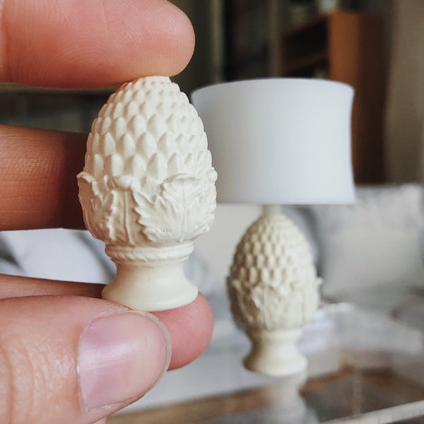 Lamp Base Antique White Pinecone Nonworking Dollhouse Accent Lamp 1/12 Scale Miniature Diorama Roombox Modern  Decor