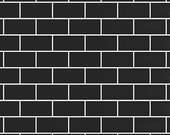 1/12 Black Subway Tile Effect Dollhouse  Miniature   Wall 1:12 Printable Download 8.5 x 11" Digital Sheet