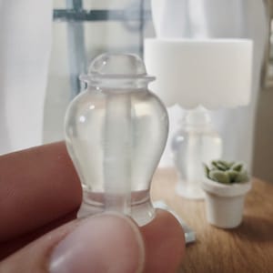 Clear Temple Jar Decorative Dollhouse Accent Lamp Base 1/12 Scale Miniature Modern  Decor