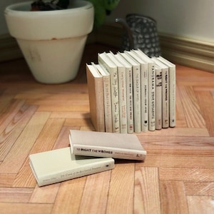 1:6 Scale 20 Neutral Shelf Filler Book Covers Printable 1/6 Dollhouse Miniature Modern Beige Download 8.5 x 11&quot; Digital Sheet