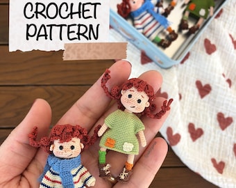 PATTERN ONLY, Miniature Red Hair Doll Crochet Pattern in English , Crochet  Pattern