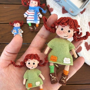 MOTIF SEULEMENT, modèle au crochet de poupée miniature cheveux roux en anglais, modèle au crochet image 5