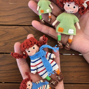 MOTIF SEULEMENT, modèle au crochet de poupée miniature cheveux roux en anglais, modèle au crochet image 4