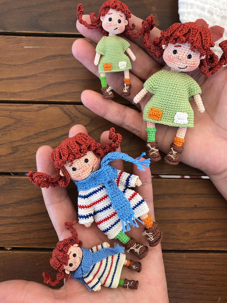 MOTIF SEULEMENT, modèle au crochet de poupée miniature cheveux roux en anglais, modèle au crochet image 4