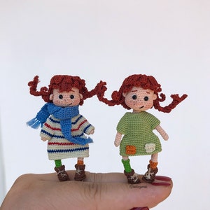 MOTIF SEULEMENT, modèle au crochet de poupée miniature cheveux roux en anglais, modèle au crochet image 3