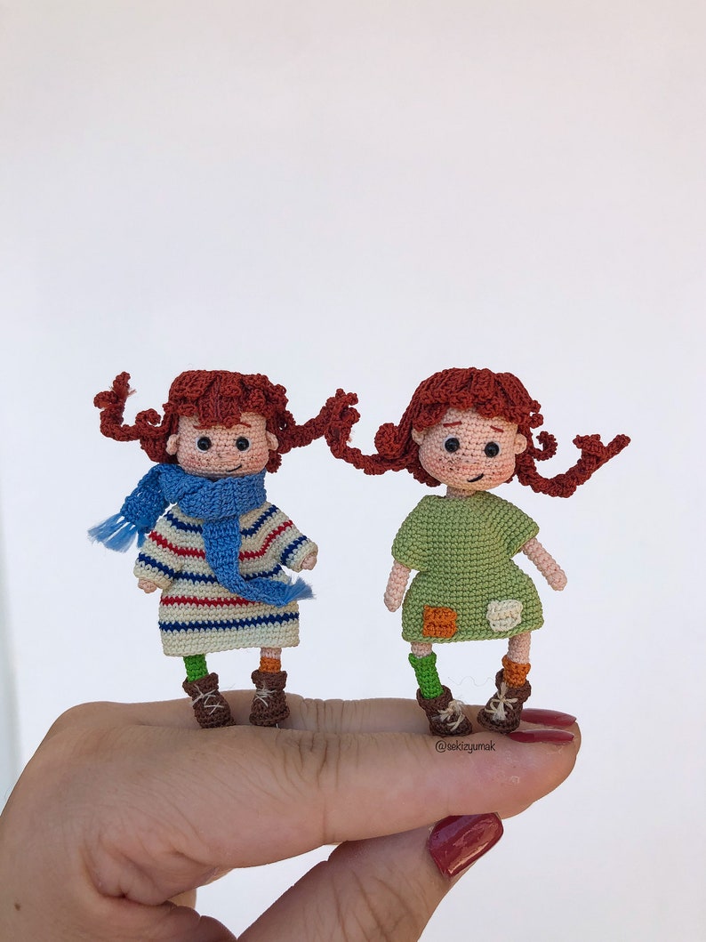 MOTIF SEULEMENT, modèle au crochet de poupée miniature cheveux roux en anglais, modèle au crochet image 3