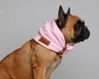 Personalized Dog neck warmer - more color / pink dog scarf for French bulldog by BestFriendFinds/ dog winter clothes / gift for dog