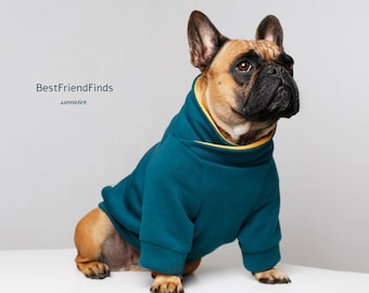 French Bulldog clothes / warm dog sweater  / handmade dog clothes / dog winter coat / dog coat /autumn dog / green sweater fog dogs