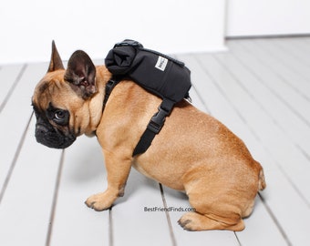 French bulldog / dog backpack harness by BestFriendFinds, costum dog harness, dog fashion harness, puppy harness, black