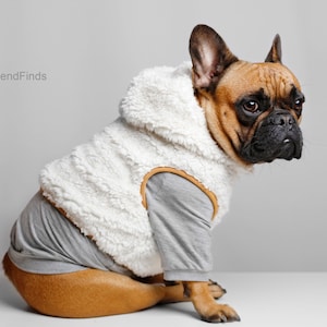 Warmer Kapuzenpullover nicht nur für Französische Bulldogge von BestFriendFinds weiße Hoodies Weste / Hundepullover Weste /