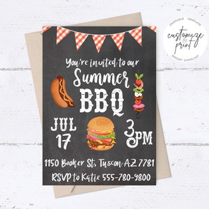 Summer BBQ Invitation Editable Template, Printable & Instant Download