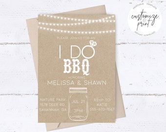 I Do BBQ Invitation Editable Template, Printable & Instant Download