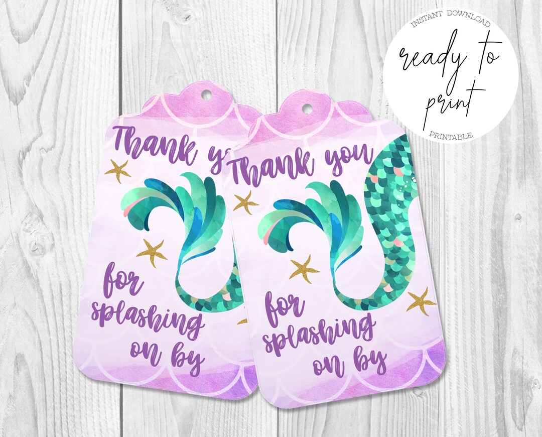 Mermaid Birthday Party Printable Favor Tags, Instant Download - Etsy