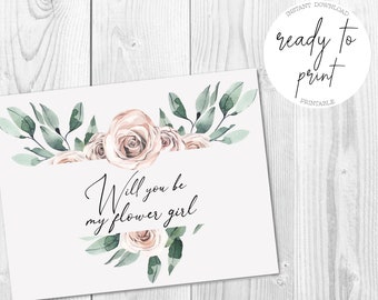 Will You Be My Flower Girl Printable Card, Instant Download