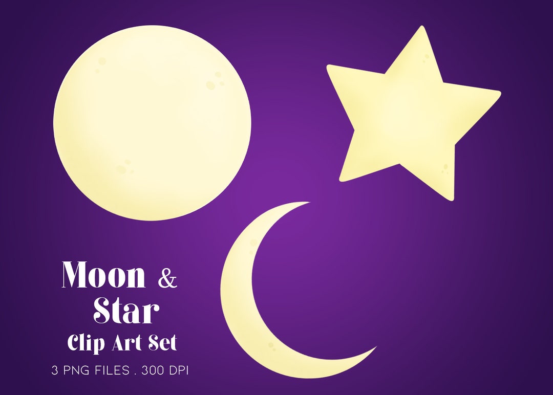 Moon & Star Clip Art Set Personal and Small Commercial Use - Etsy