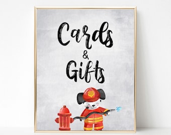 Firefighter Birthday Gift Table Sign Printable, Instant Download