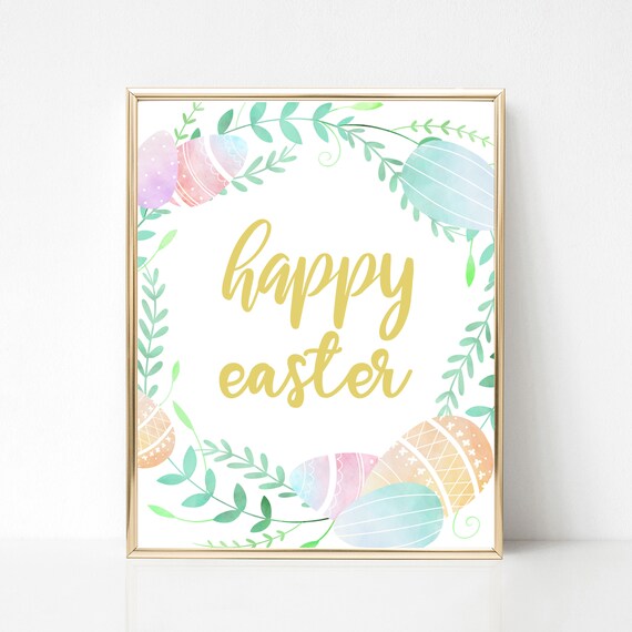 Happy Easter Sign Printable Home Decor Instant Download | Etsy