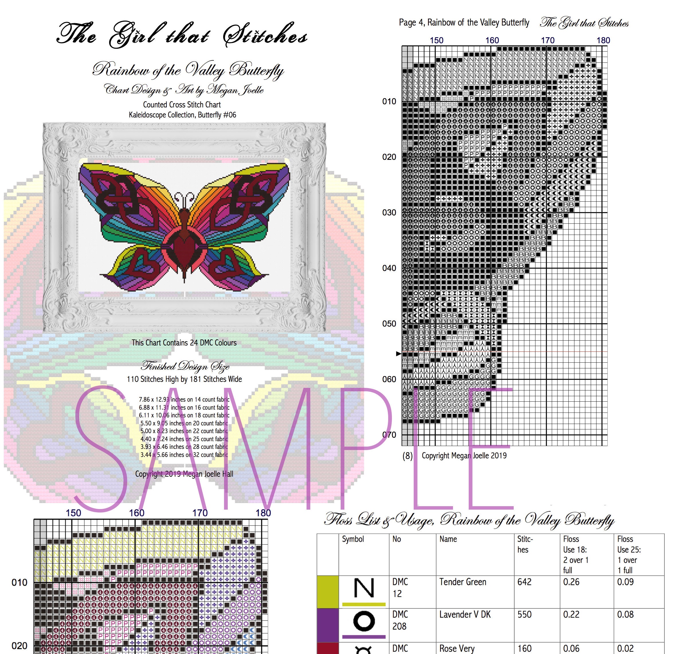 Butterfly Cross Stitch PDF Digital Chart Kaleidoscope Etsy