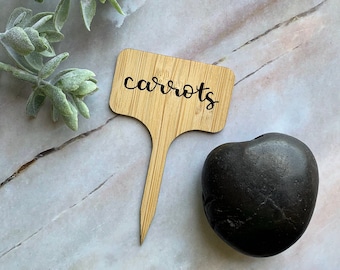 Custom Garden Markers — Hand Lettered Herb Garden Labels — Bamboo Plant Marker and Cheese Marker (Singles)