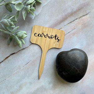 Custom Garden Markers — Hand Lettered Herb Garden Labels — Bamboo Plant Marker and Cheese Marker (Singles)
