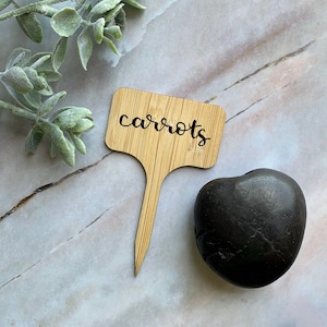 Custom Garden Markers — Hand Lettered Herb Garden Labels — Bamboo Plant Marker and Cheese Marker (Singles)