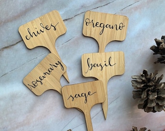 Hand Lettered Garden Markers - "Rebel" Style Custom Herb Markers - Garden Stakes and Cheese Labels