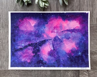 Watercolor Galaxy Art Print — You Are My Universe Print — Universe Watercolor Painting Print and Watercolor Postcard
