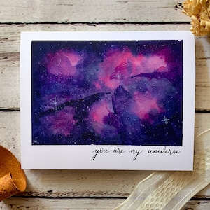 Carte d'amour Tu es mon univers - Carte d'anniversaire Galaxy Night Sky - Carte d'anniversaire romantique et carte de Saint-Valentin (édition horizontale)