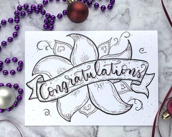 Illustrated Greeting Card – Congratulations Card – Wedding Congrats, Graduation Congratulations and Celebration Cards