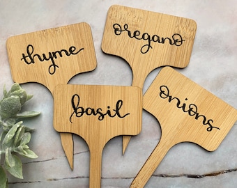 Garden Markers Set of 10 — Hand Pressed Herb Markers — Garden Labels Bundle and Garden Gift Sets of 10 or 20