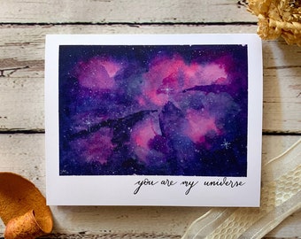 You Are My Universe Love Card - Galaxy Night Sky Anniversary Card - Romantic Anniversary Card and Valentine’s Day Card (Horizontal Edition)