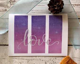 Love Card With Pink and Purple Galaxy - Hand Lettered Romantic Card for Love, Anniversary, and Valentine’s Day