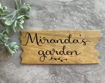 Hand Lettered Wood Garden Signs — Custom Name Sign for Garden