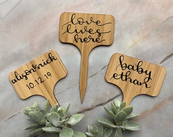 Succulent Stakes — Baby Shower Favor Tags and Custom Event Labels — Wedding Favor Setting — Bamboo Love Labels