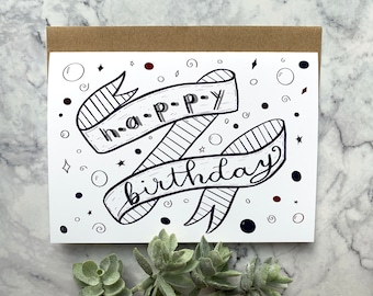 Happy Birthday Card — Happy Birthday Banner Card — Birthday Greeting Card