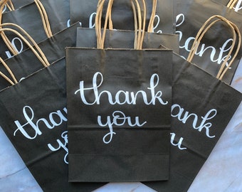 Thank You Bags - Large Personalized Wedding Welcome Bag - Custom Hand Lettered Wedding Guest Goodie Bags