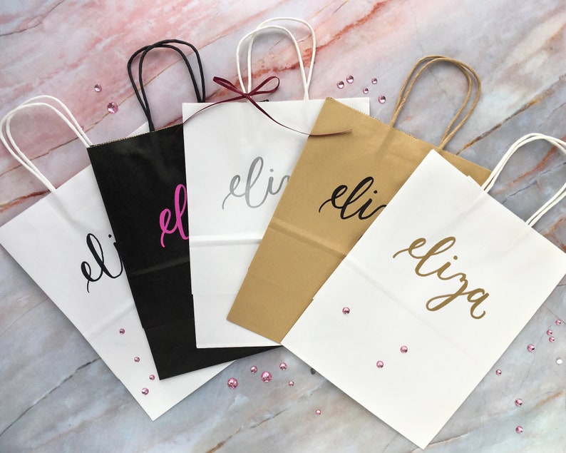 Bridesmaids Gift Bags Large Custom Wedding Guest Gift Bags Personalized Goodie Bags and Swag Bags image 3