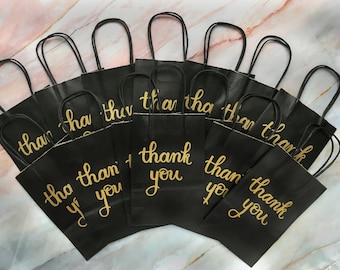 Thank You Gift Bags - Medium Personalized Wedding Welcome Bag - Custom Hand Lettered Goodie Bags and Favor Bags