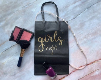 Girls' Night In Gift Bags — Medium Bachelorette Party Goodie Bags — Birthday Slumber Party Favor Bags — Bridal Shower Goodie Bags